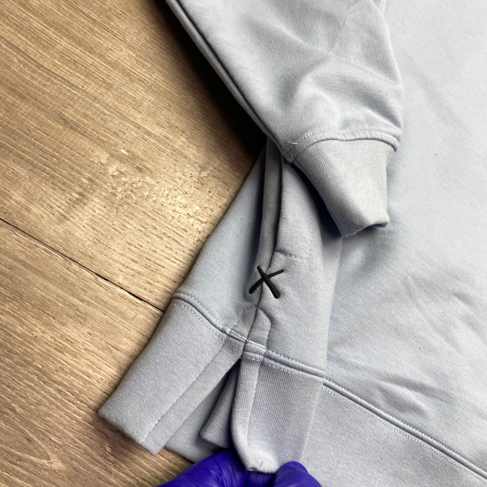Cuts Hoodie Split-Hem Mens Medium Light Blue Polyester Cotton Blend Pullover - Picture 6 of 9